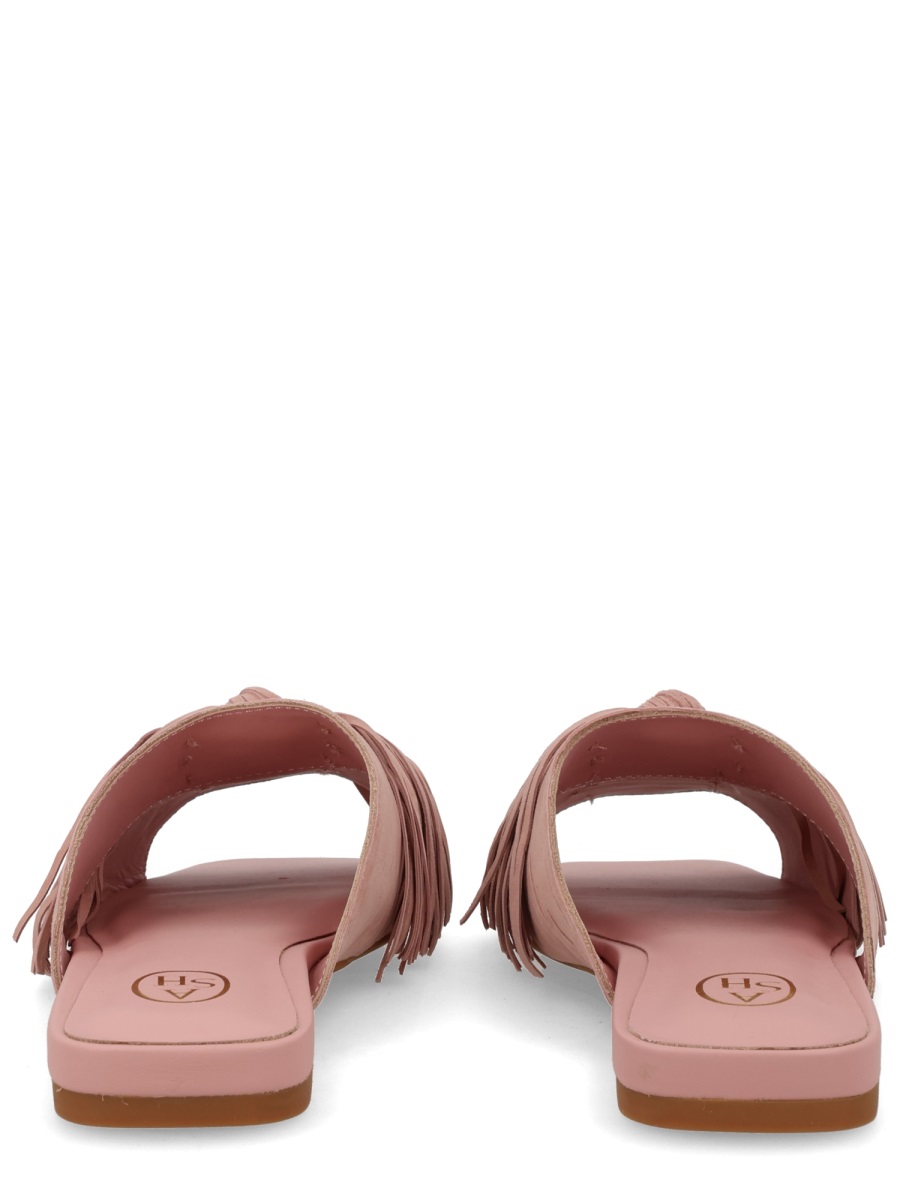 Ash Brigitte Knotted Fringe Slide Sandals Roze