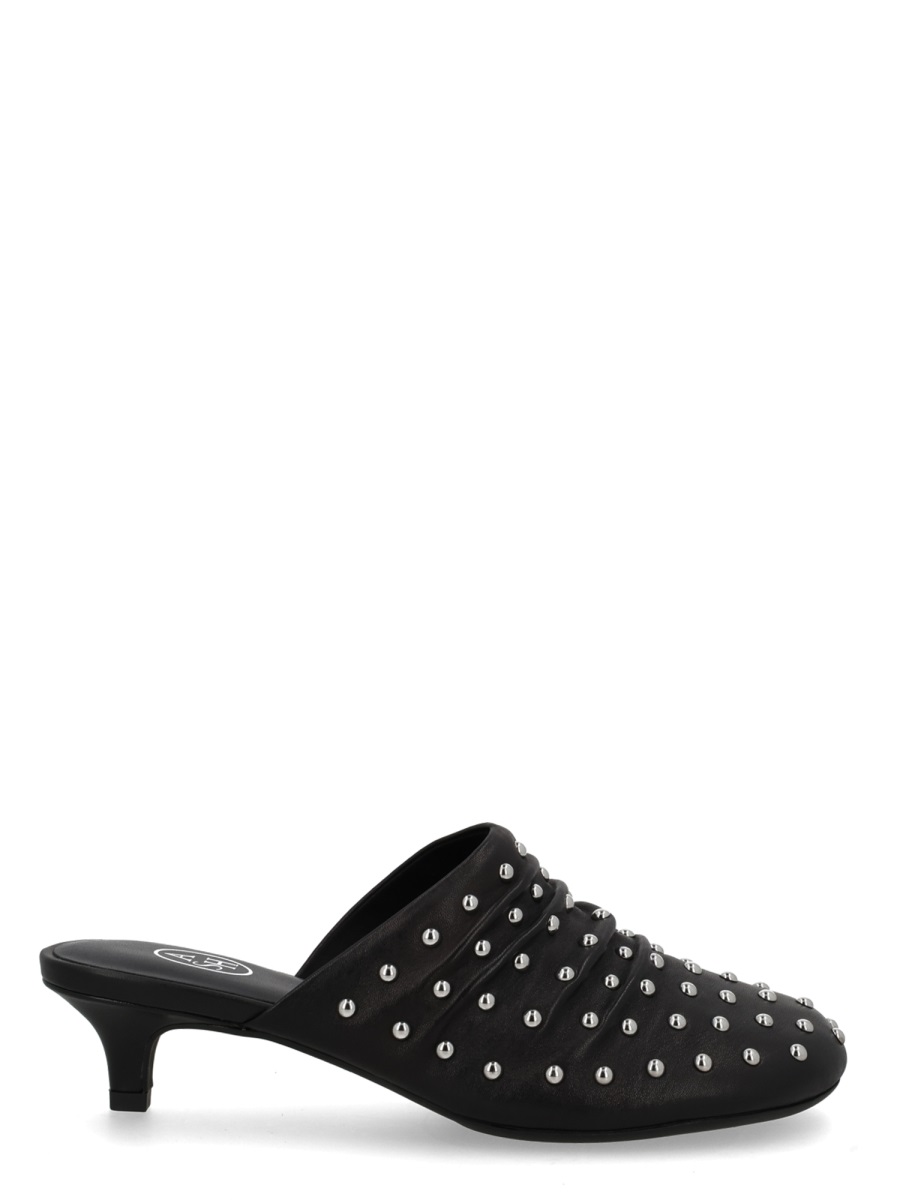 Ash Black Eloise Leather Studded Open Back Mules Zwart