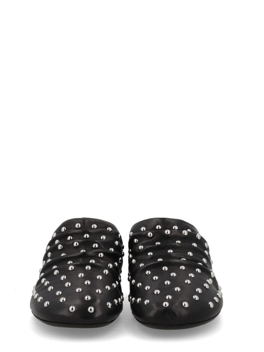 Ash Black Eloise Leather Studded Open Back Mules Zwart