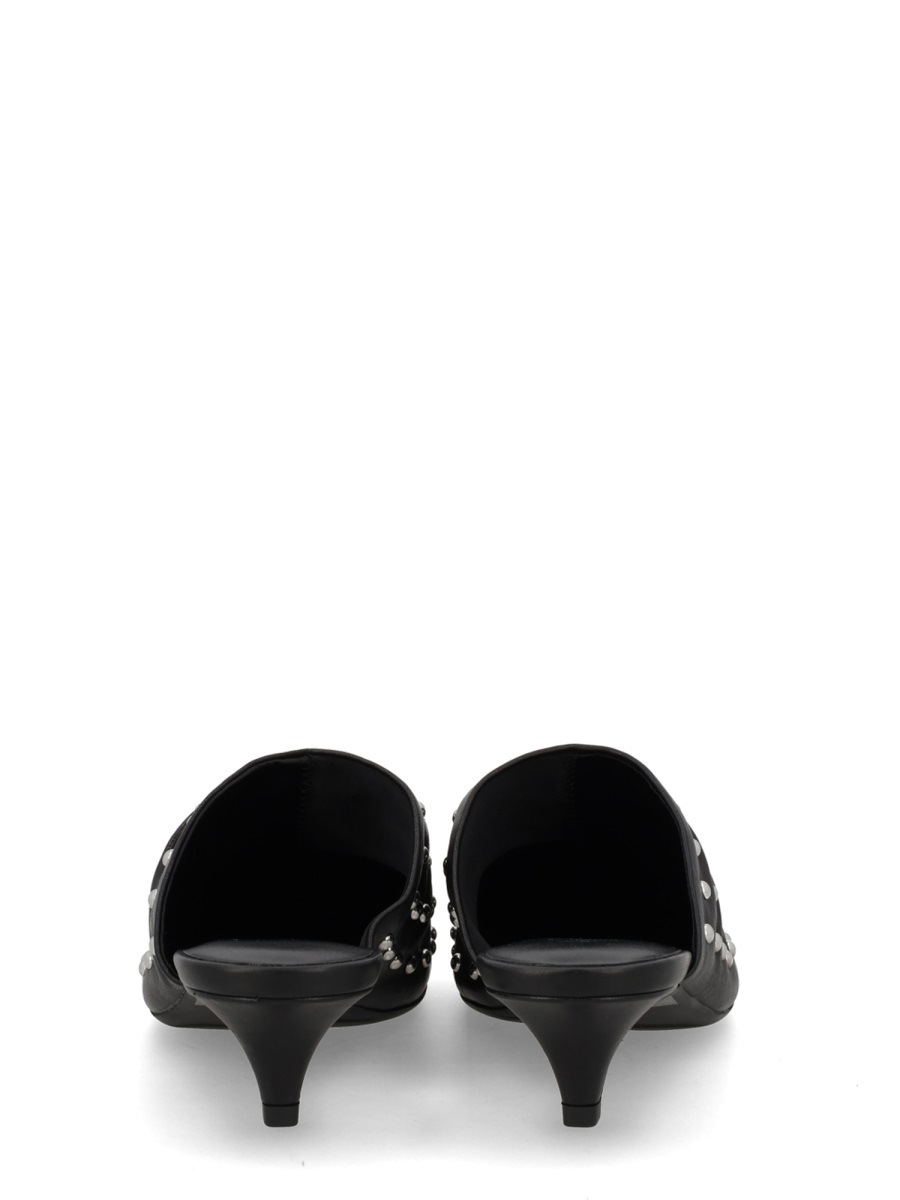 Ash Black Eloise Leather Studded Open Back Mules Zwart