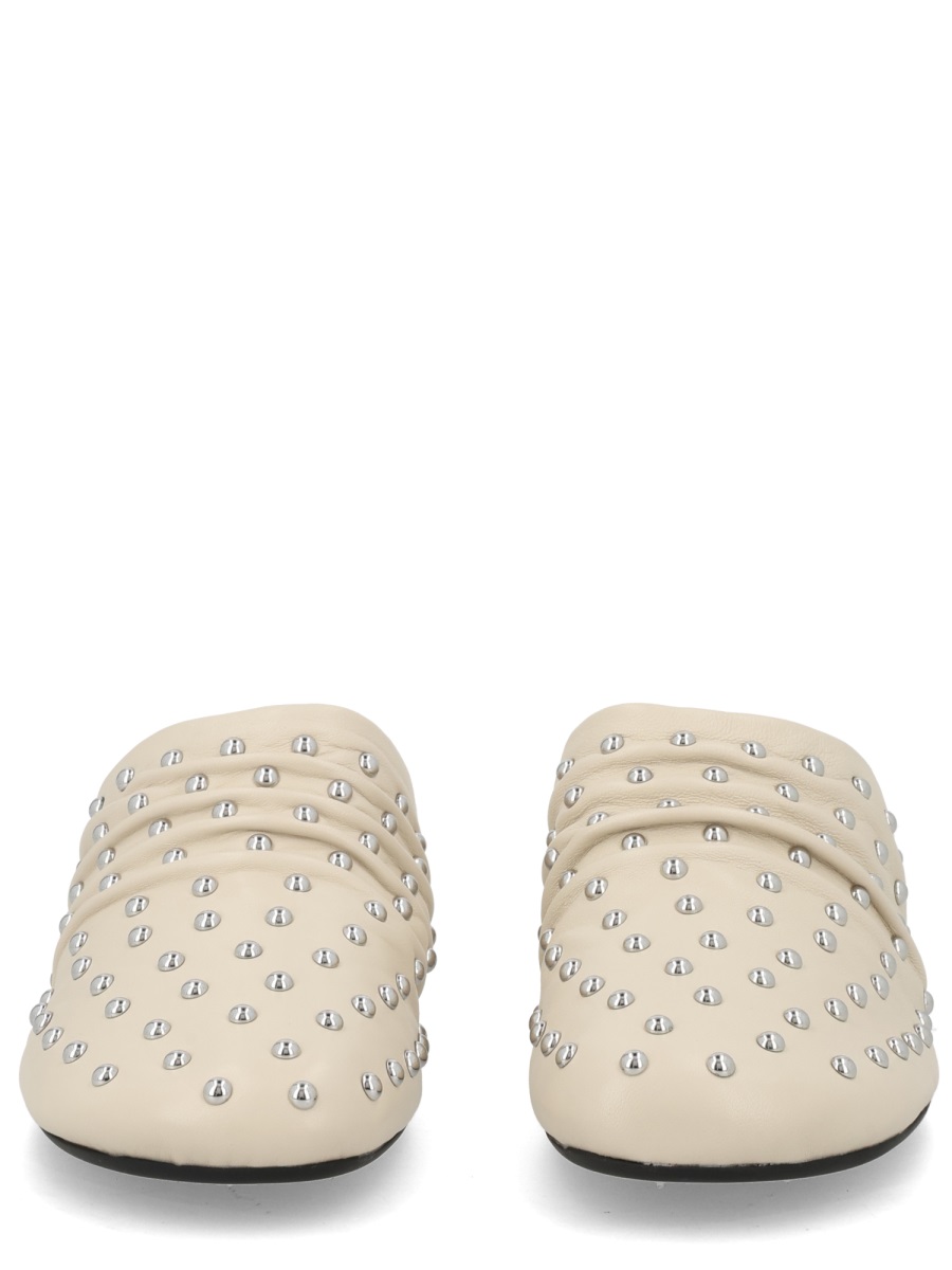 Ash Eloise Pointed Studded Leather Mules Neutraal