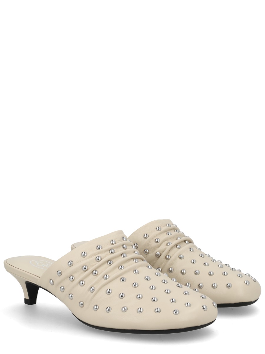 Ash Eloise Pointed Studded Leather Mules Neutraal
