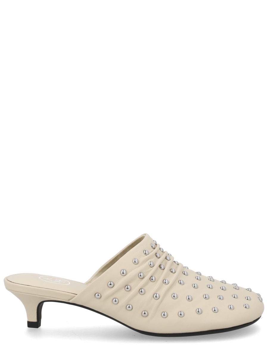 Ash Eloise Pointed Studded Leather Mules Neutraal