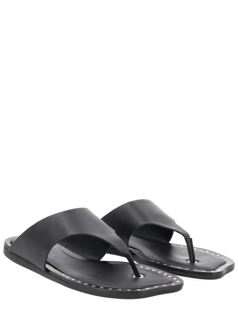 Ash Genius Leather Studded Thong Sandals Zwart