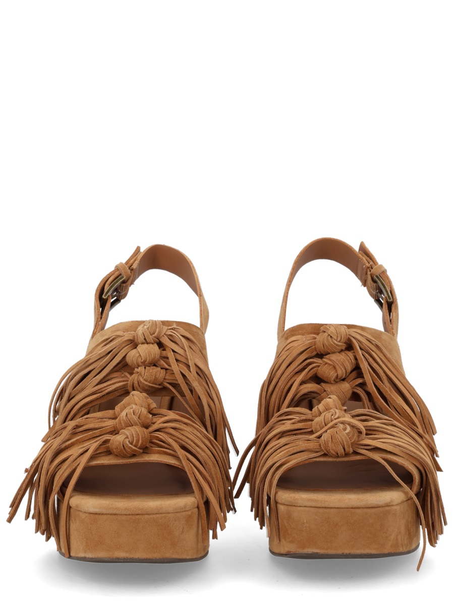 Ash Oprah Suede Knotted Fringe Sandals Bruin