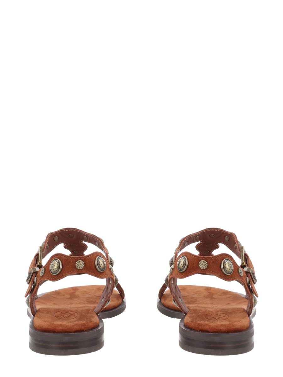 Ash Phanny T-Strap Studded Leather Sandals Bruin