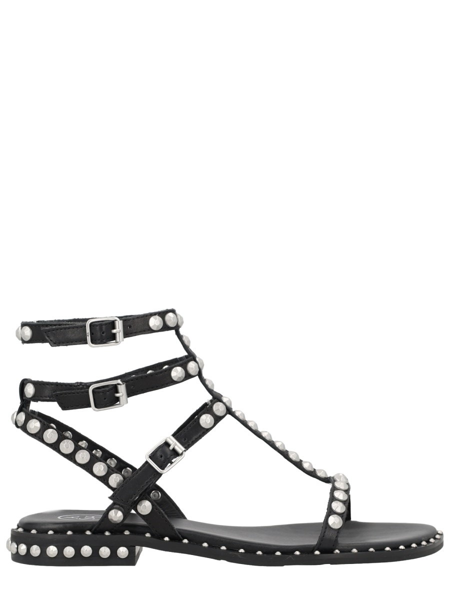Ash Black Play Silver Studded Thin Sandals Grijs