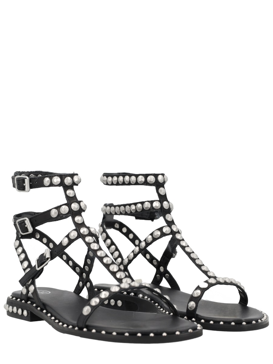 Ash Black Play Silver Studded Thin Sandals Grijs