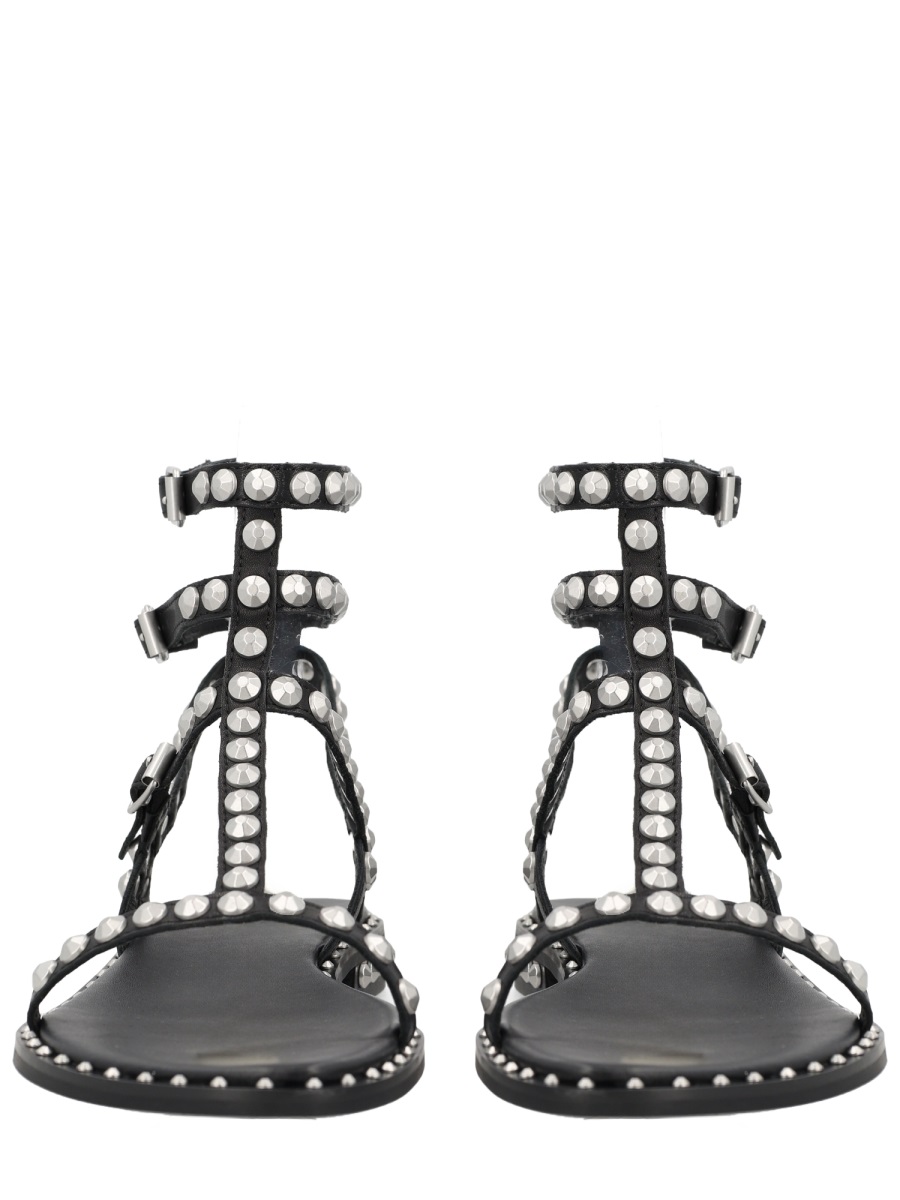 Ash Black Play Silver Studded Thin Sandals Grijs
