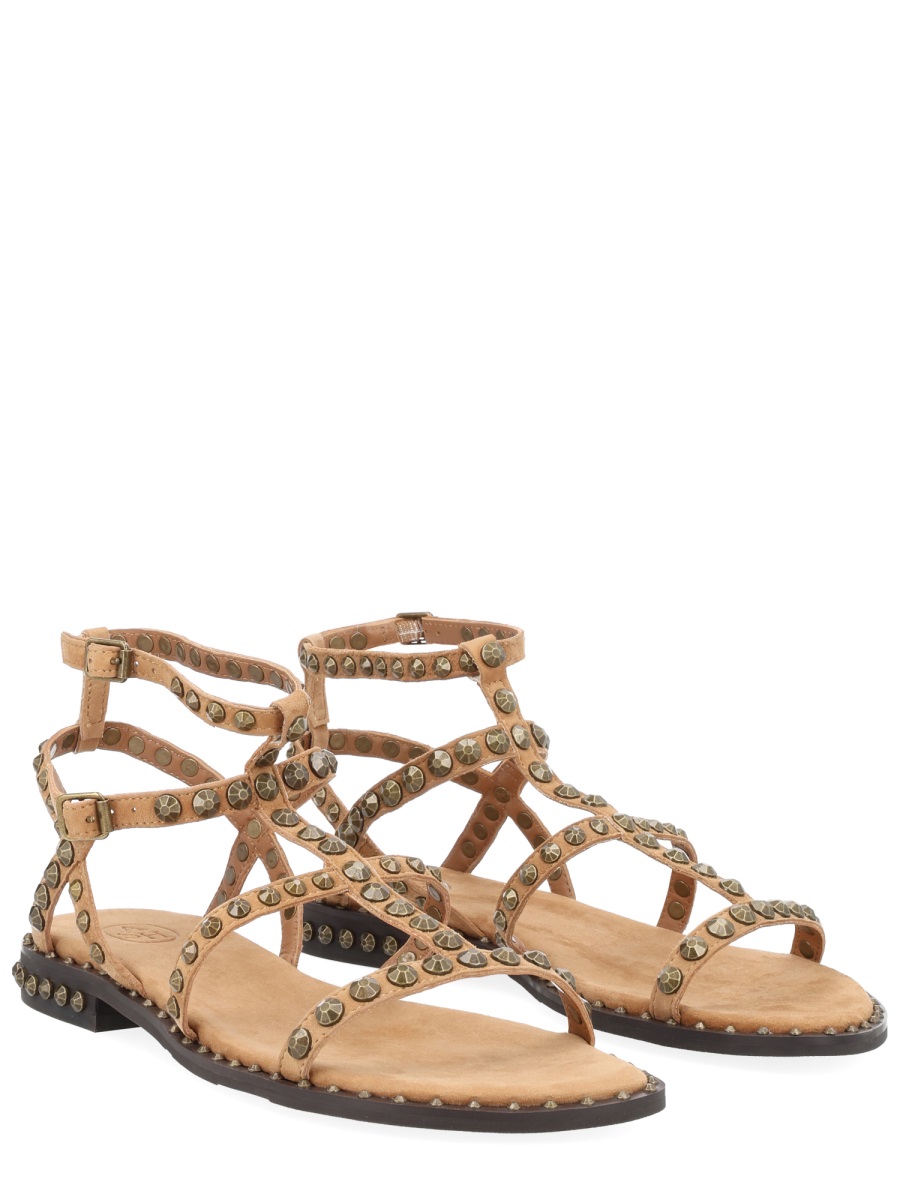 Ash Precious Leather Strappy Studded Sandals Neutraal
