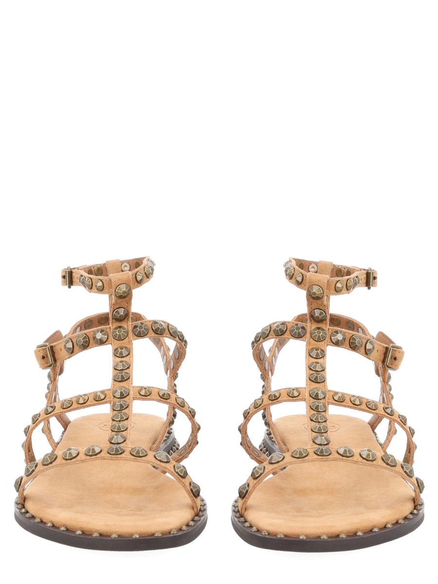 Ash Precious Leather Strappy Studded Sandals Neutraal