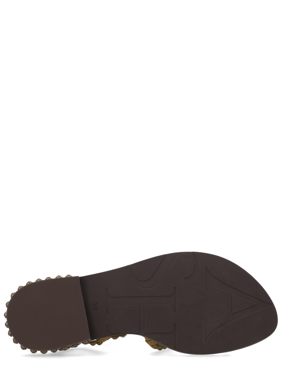 Ash Neutrals Precious Studded Cage Leather Sandals Bruin