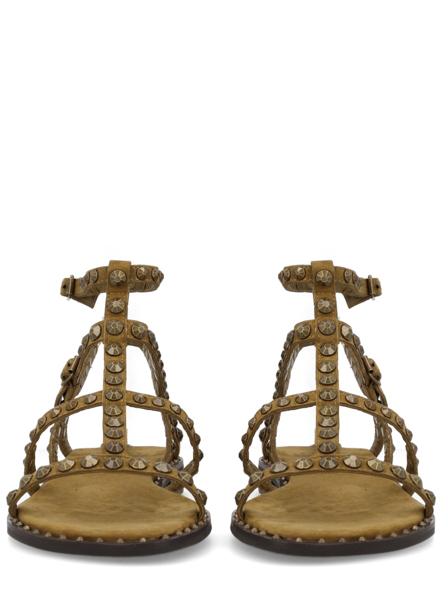 Ash Neutrals Precious Studded Cage Leather Sandals Bruin