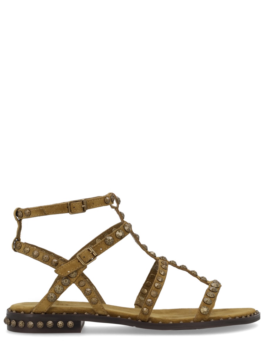 Ash Neutrals Precious Studded Cage Leather Sandals Bruin