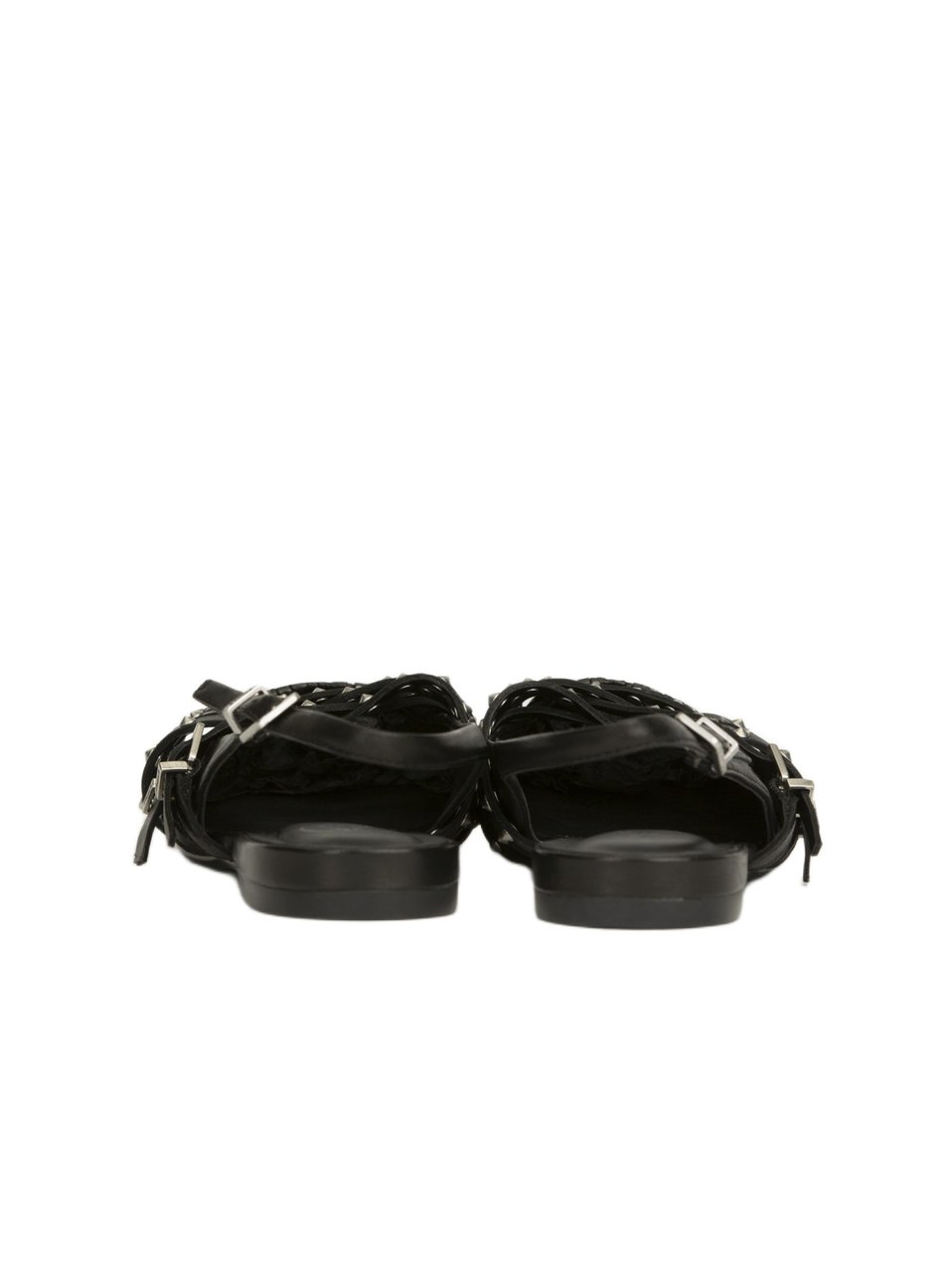 Ash Pointed-Toe Black Sandals With Adjustable Buckles And Studded Details Zwart
