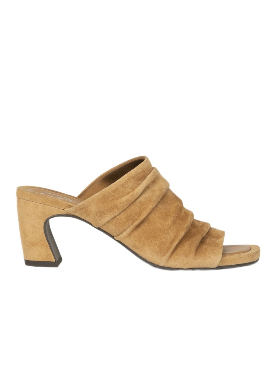 Ash Ruched Suede Slip-On Sandals With Mid-Height Block Heel Bruin