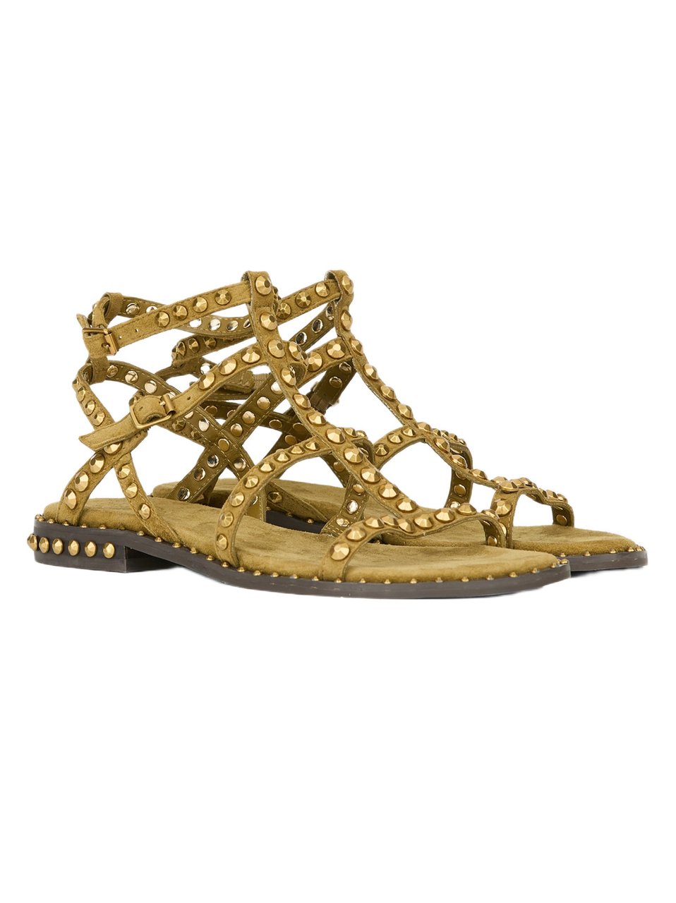 Ash Studded Flat Sandals With Ankle Straps And Cushioned Insole Bruin