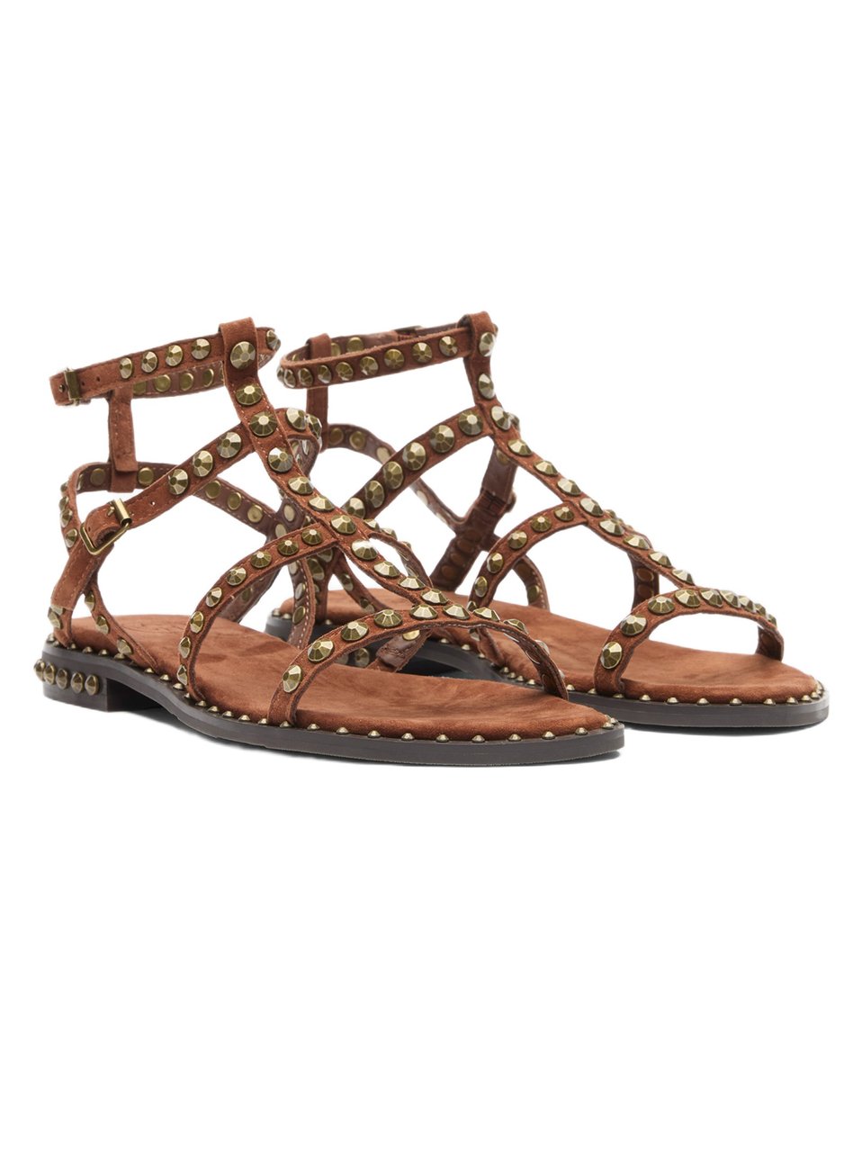 Ash Studded Flat Sandals With Ankle Strap And Cushioned Footbed Bruin