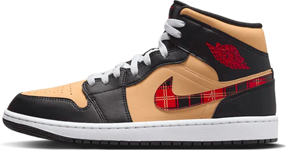 Asics Air Jordan 1 Mid Tartan Swoosh Beige