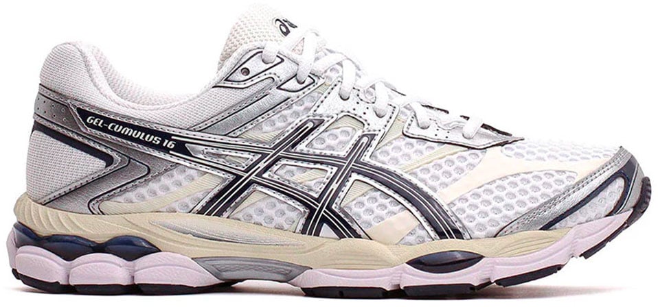 asics gel cumulus 16 mesh blanc bleu marine Beige