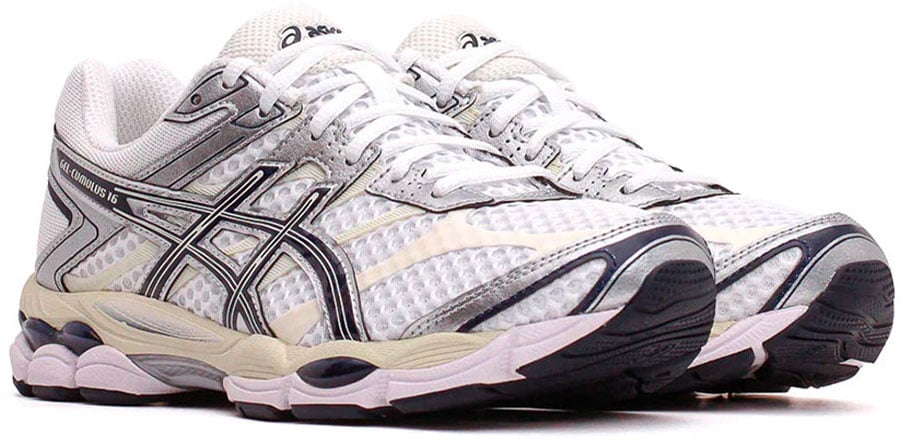 asics gel cumulus 16 mesh blanc bleu marine Beige