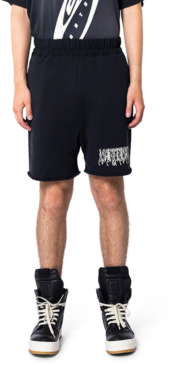 ASKYURSELF GOTH RAW FLEECE SHORTS BLACK Zwart