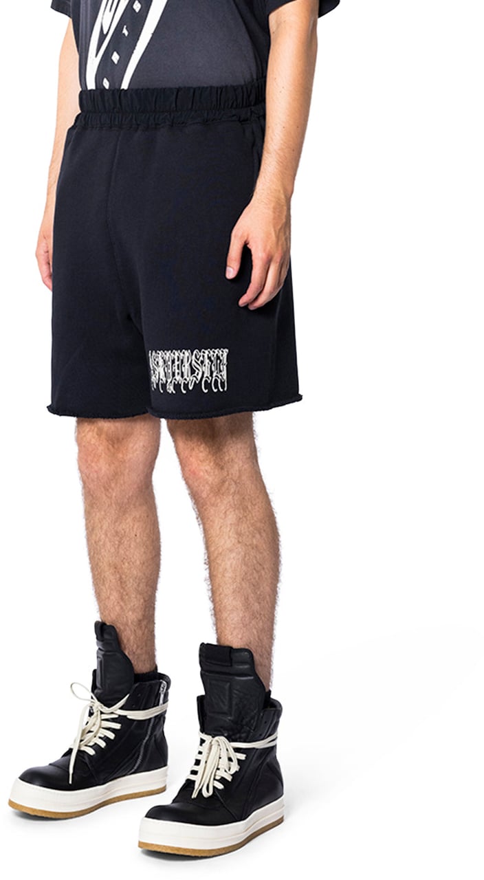 ASKYURSELF GOTH RAW FLEECE SHORTS BLACK Zwart