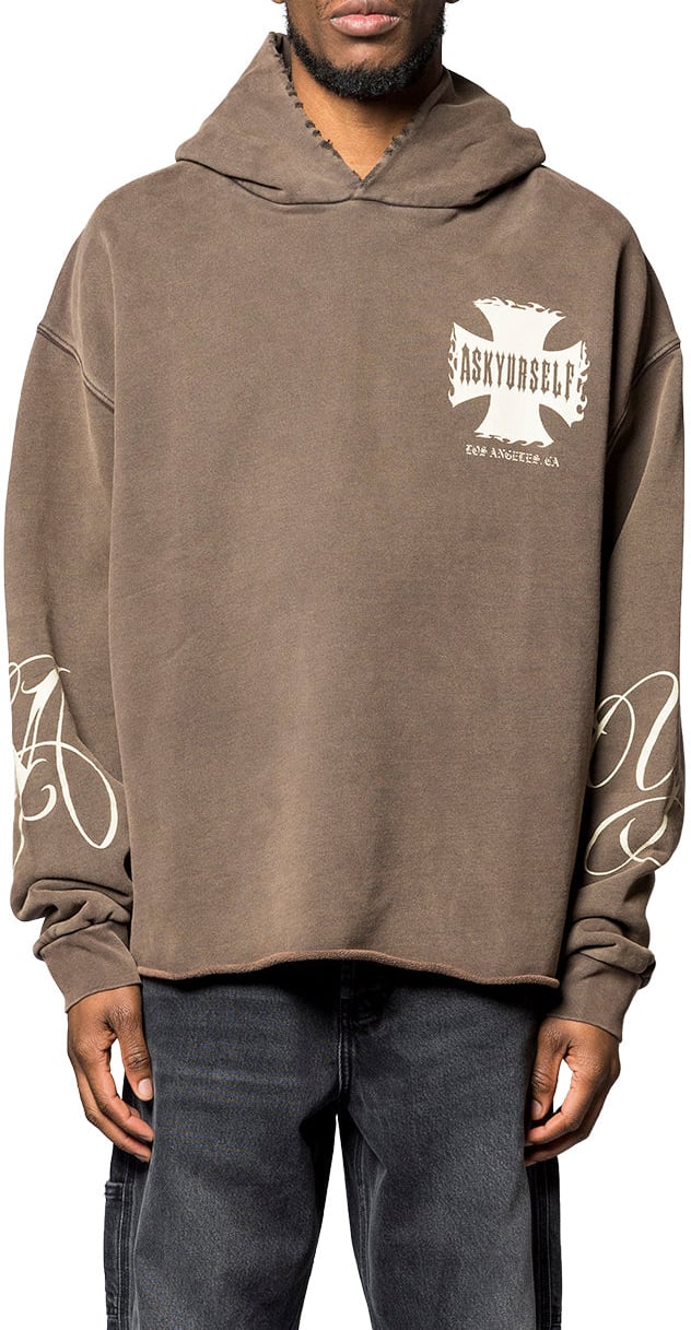 ASKYURSELF RAW AY CROSS HOODIE VINTAGE BROWN Bruin