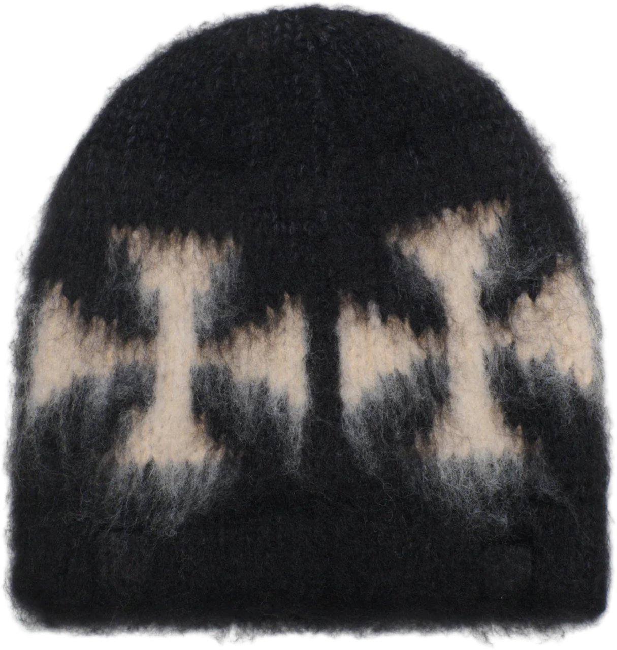 ASKYURSELF BRUSHED CROSS BEANIE BLACK / ECRU Zwart