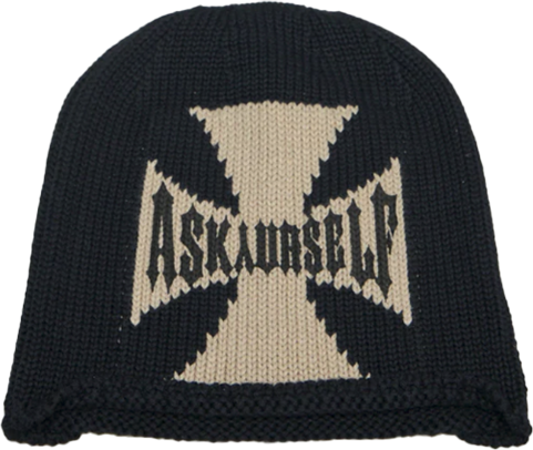 ASKYURSELF RIDER CROSS BEANIE BLACK / ECRU Zwart