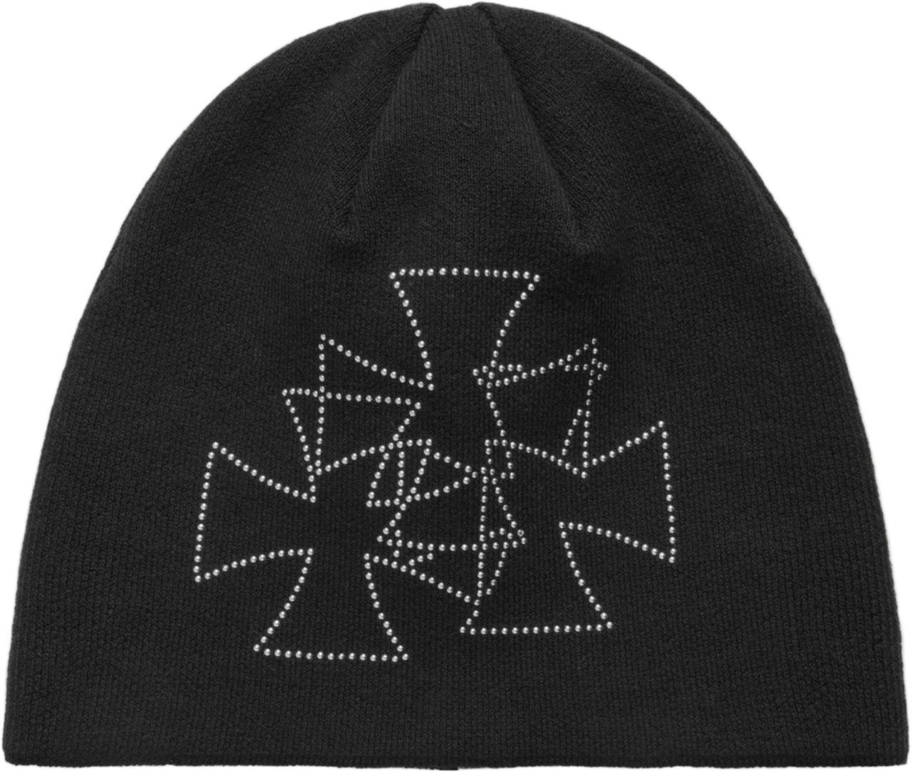 ASKYURSELF CROSS STUDS BEANIE BLACK / ECRU Zwart