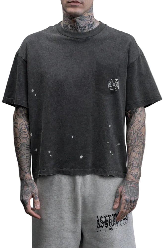 ASKYURSELF STAINED POCKET T VINTAGE BLACK Divers