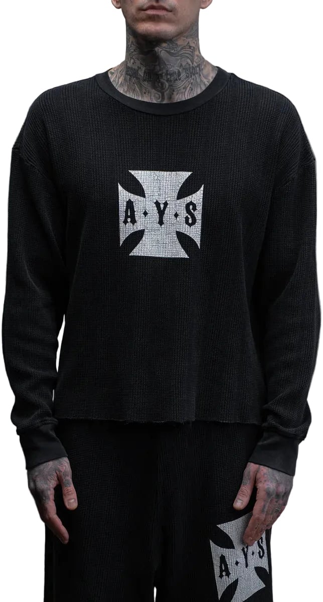 ASKYURSELF DESTROYER CROSS WAFFLE LS VINTAGE BLACK Divers