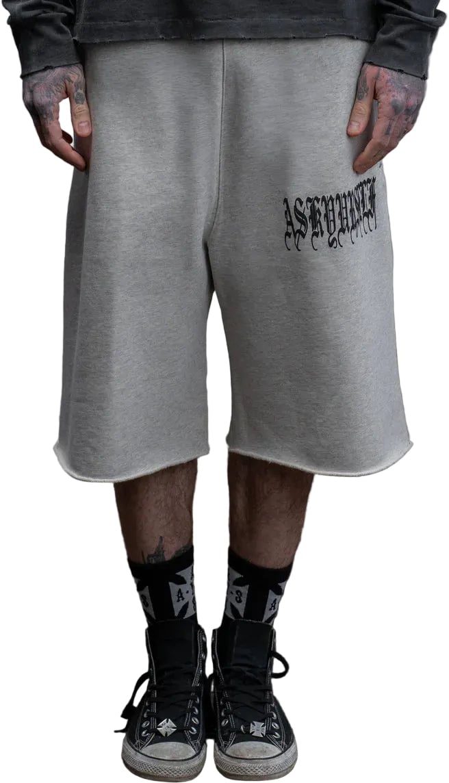 ASKYURSELF GOTH VINTAGE BAGGY FLEECE SHORTS VINTAGE GREY Grijs