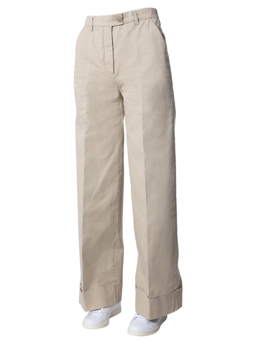 Aspesi Relaxed Fit Wide Leg Pants Neutraal