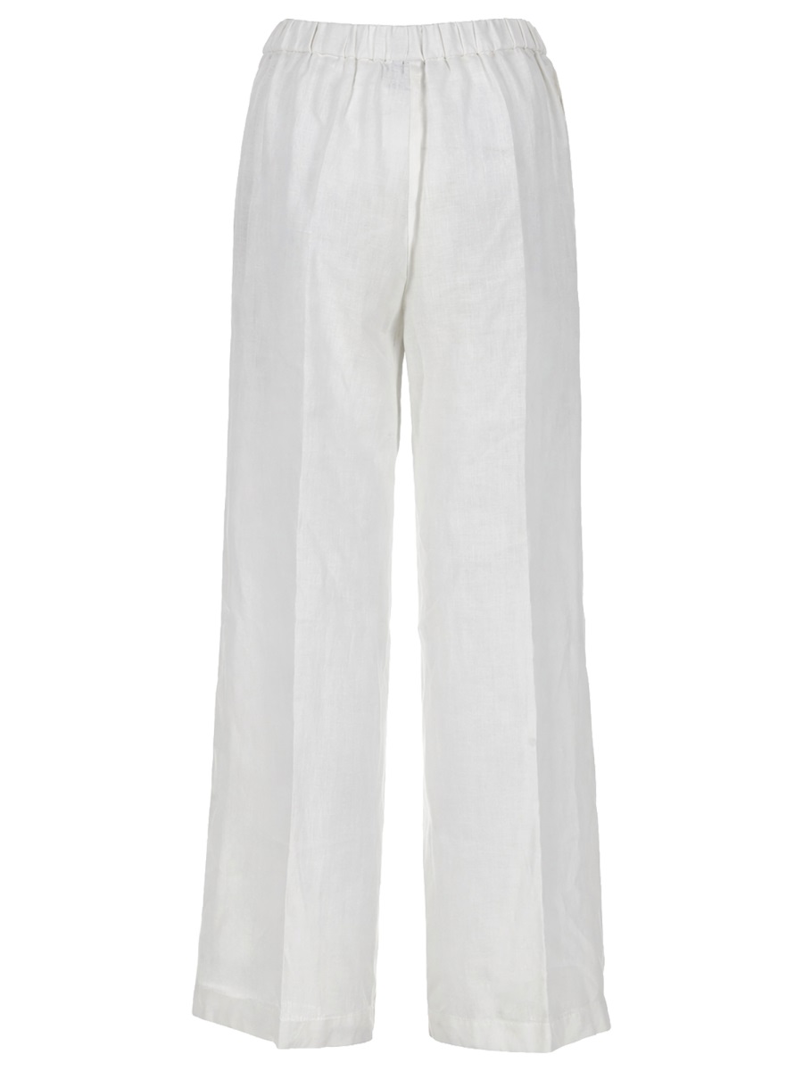 Aspesi Neutrals Elastic Waistband Linen Wide-Leg Pants Wit