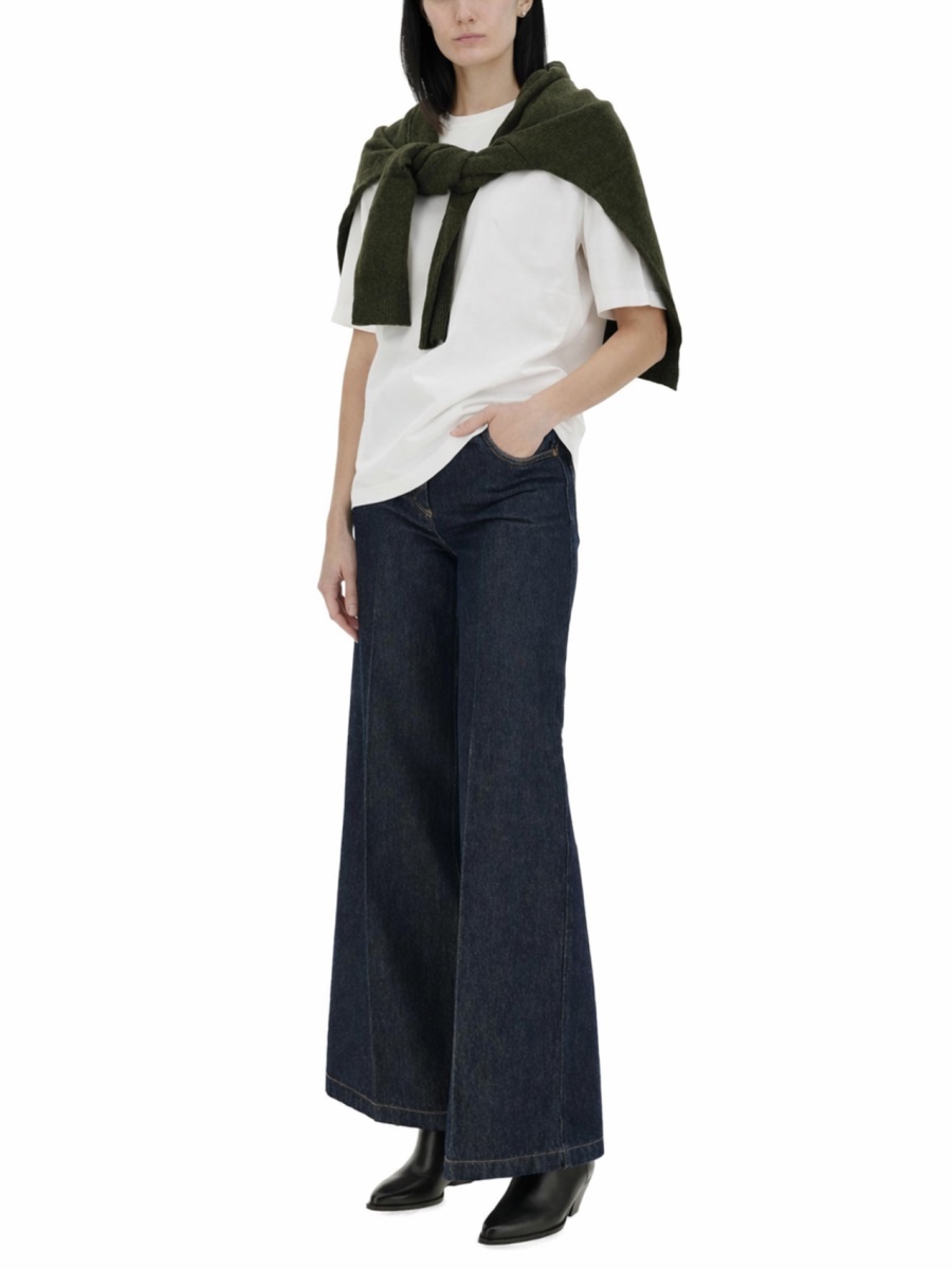 Aspesi Neutrals High-Waist Flared Denim Jeans Zwart