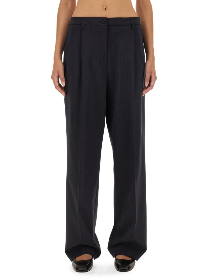 Aspesi Tailored High-Waist Pants With Wide Legs Blauw