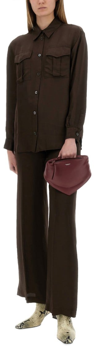 Aspesi Wide-Leg Viscose Pants Zwart