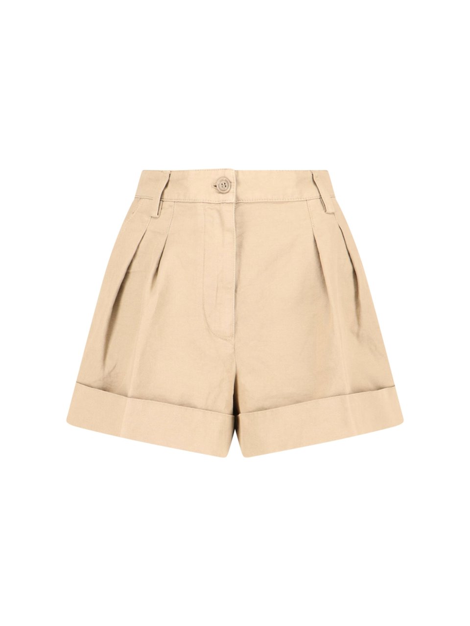 Aspesi Beige Cotton Linen Shorts Neutraal