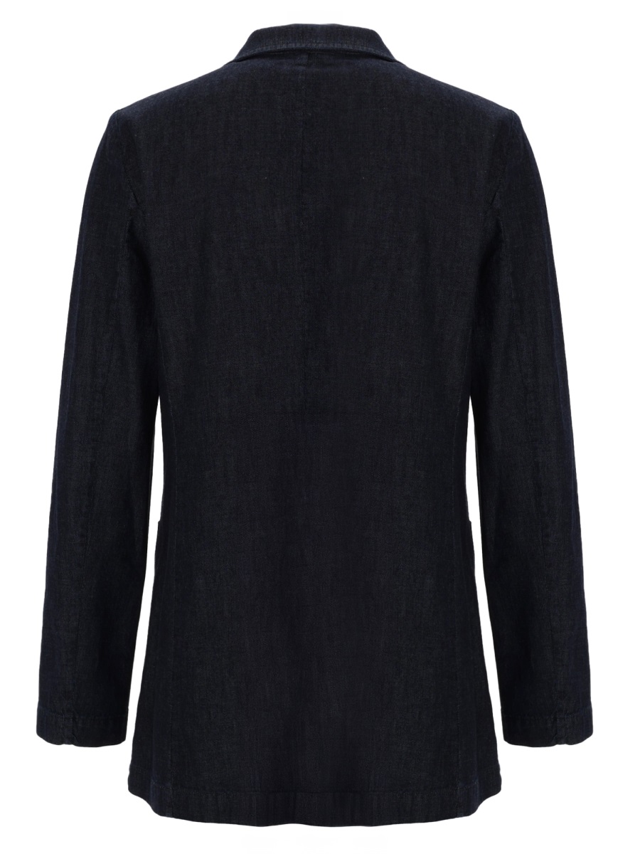Aspesi Dark Denim Notch Lapel Cotton Jacket Zwart