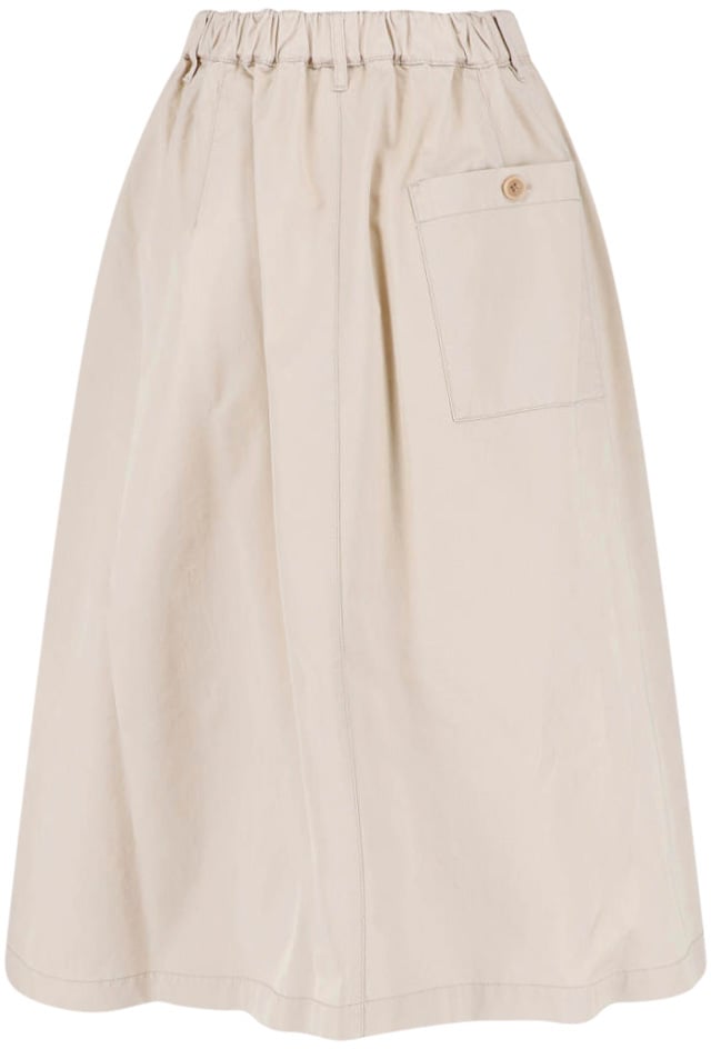 Aspesi Beige Pleated Midi Cotton Skirt Skirt Neutraal
