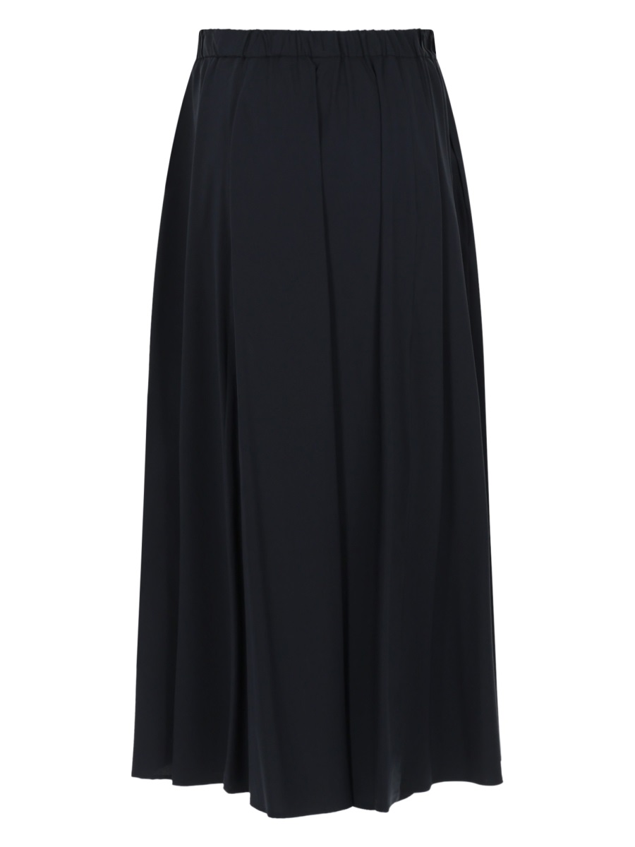 Aspesi Neutral Flowing A-Line Cotton-Blend Midi Skirt Zwart
