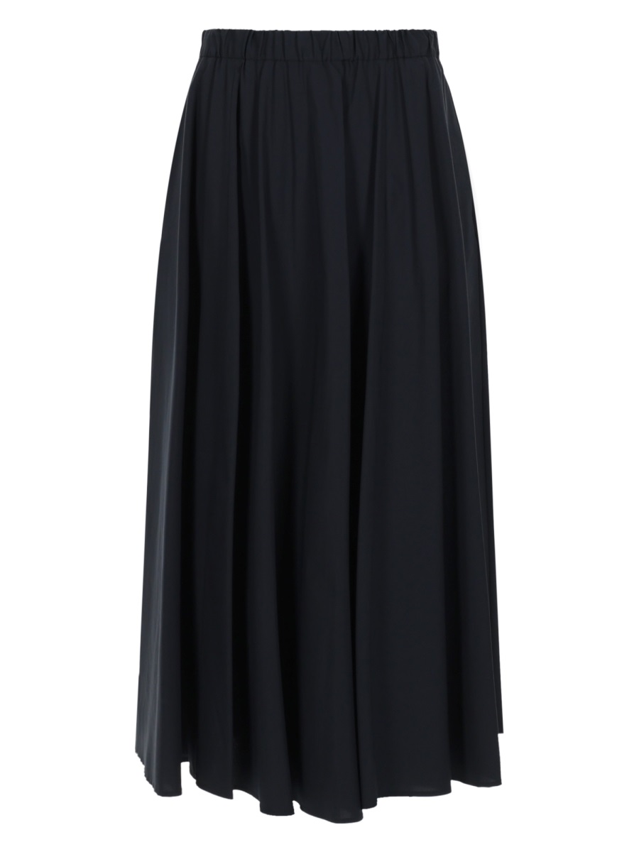 Aspesi Neutral Flowing A-Line Cotton-Blend Midi Skirt Zwart