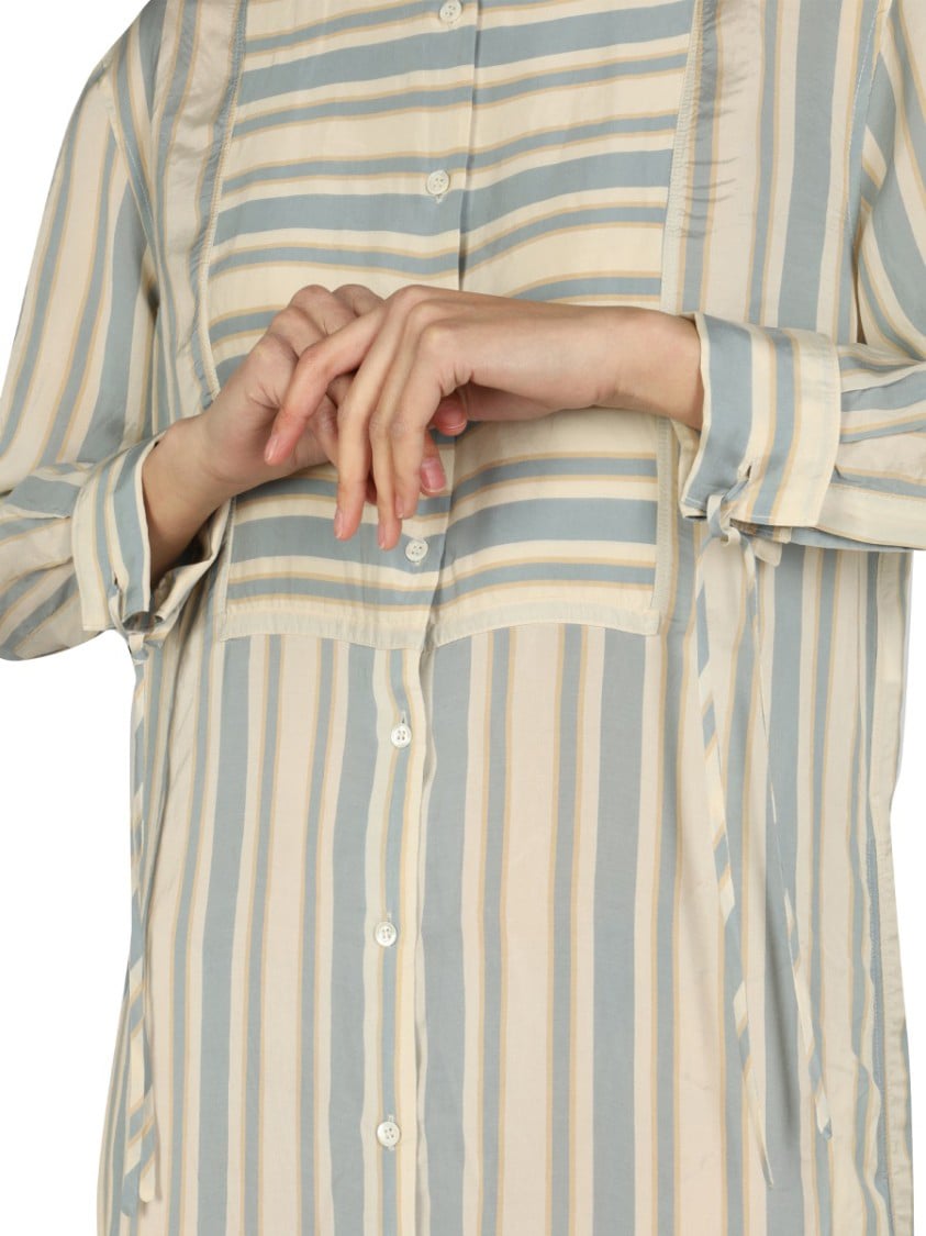 Aspesi Mandarin Collar Midi Shirt Dress Grijs