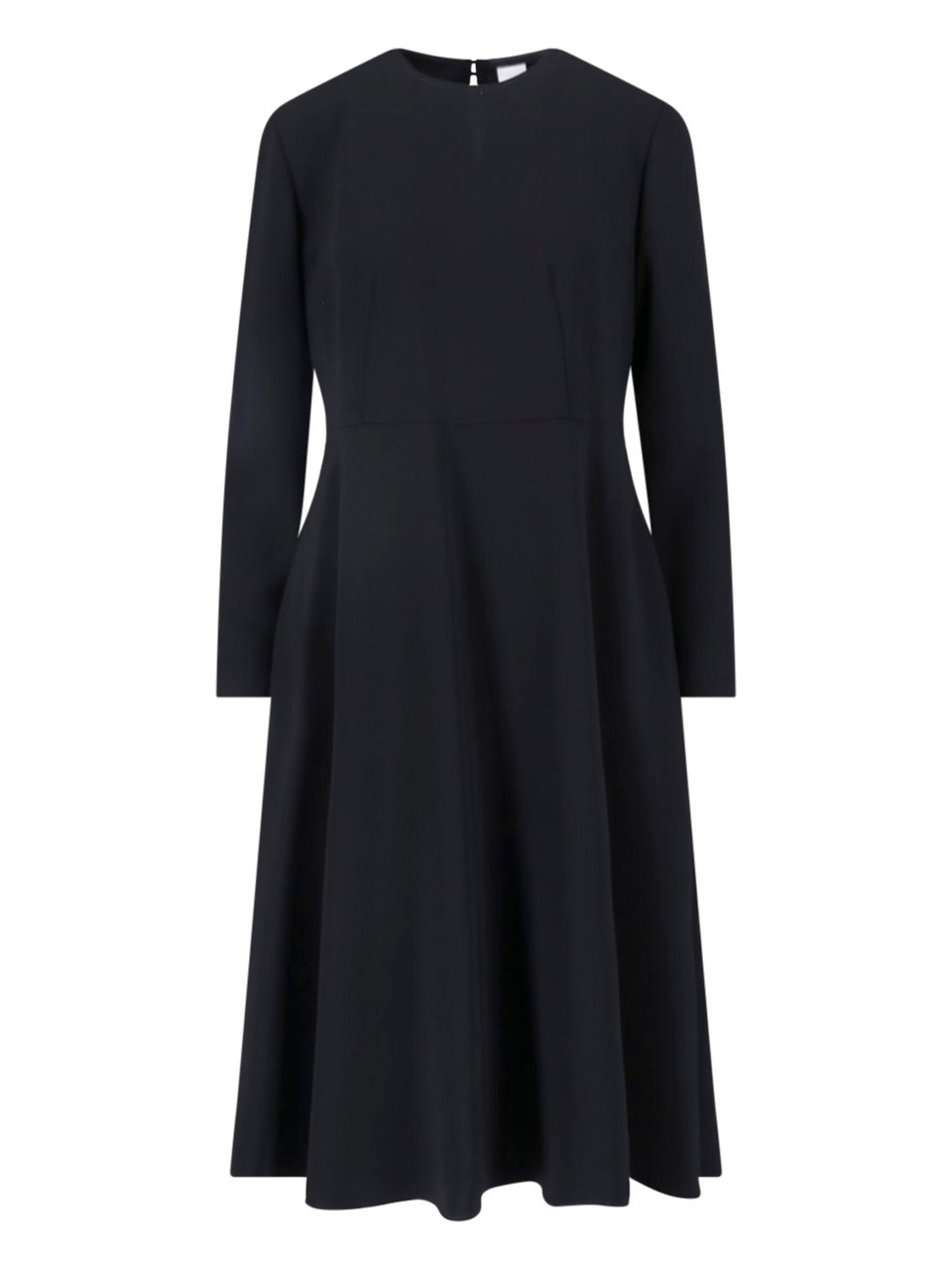 Aspesi Black Fabric Crewneck Midi Dress Zwart