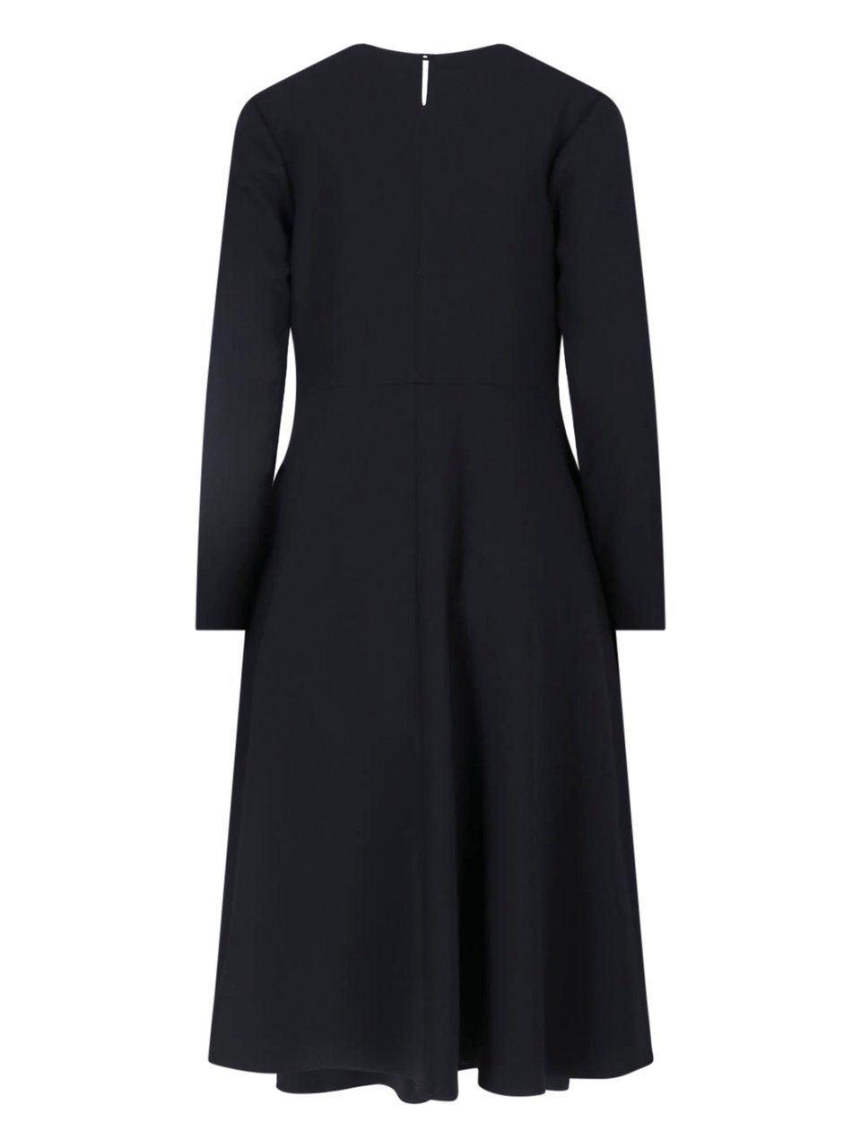 Aspesi Black Fabric Crewneck Midi Dress Zwart