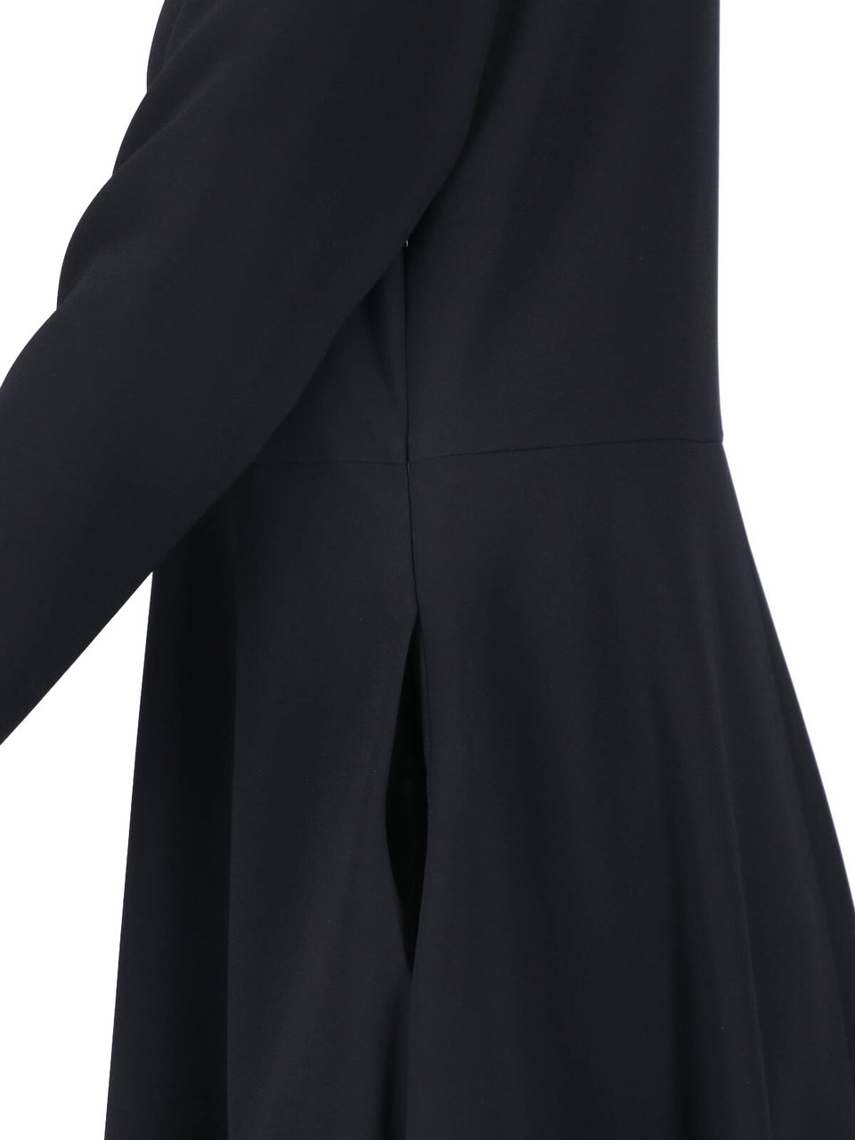 Aspesi Black Fabric Crewneck Midi Dress Zwart