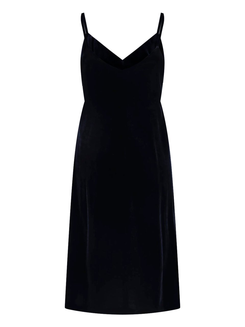 Aspesi Velvet Midi Dress with V-Neck and Thin Straps Blauw