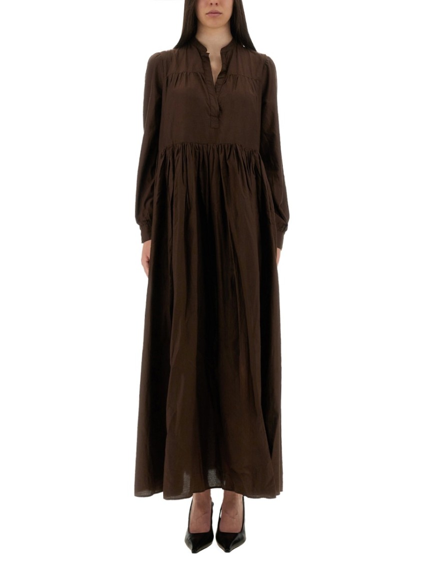 Aspesi Oversized Cotton Maxi Dress Bruin
